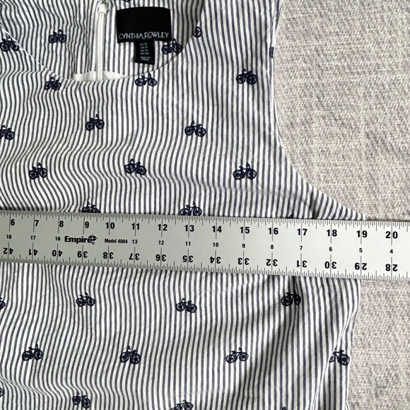 Cynthia Rowley Seersucker Bicycle Print Scalloped Edge Sleeveless Dress 10 - Picture 10 of 12